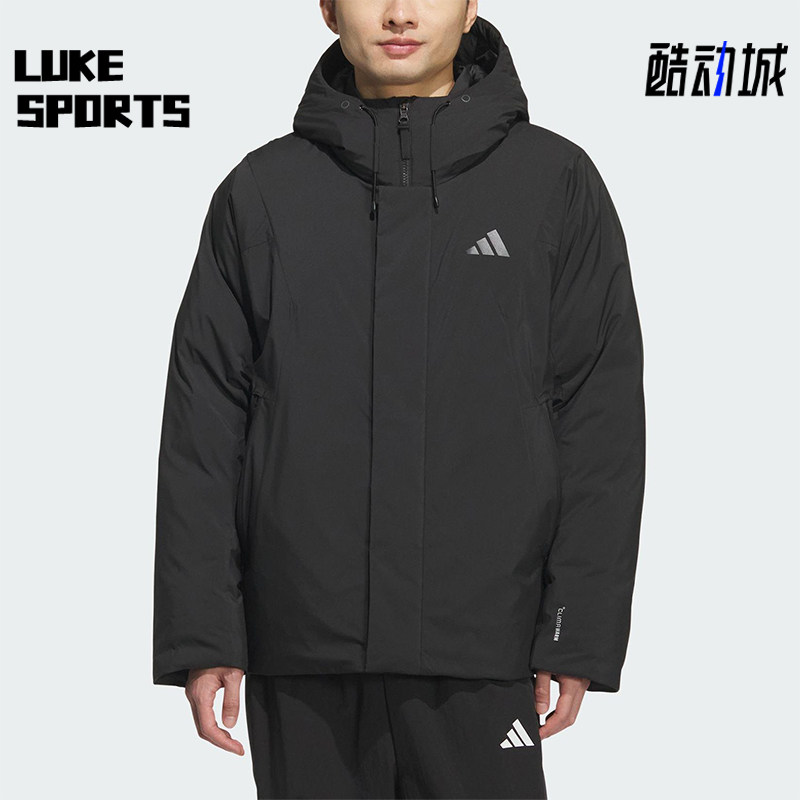 Adidas/阿迪达斯正品2025秋季款男士日常保暖连帽羽绒服KC2509