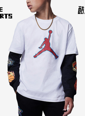 Nike/耐克正品JORDAN大童运动休闲时尚印花长袖T恤FV3268-100