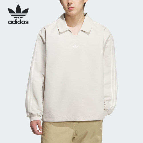 Adidas/阿迪达斯官方正品三叶草男女宽松翻领运动休闲长袖KH4517