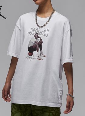 Nike/耐克正品JORDAN女士OVERSIZE风印花短袖T恤FN5704-100