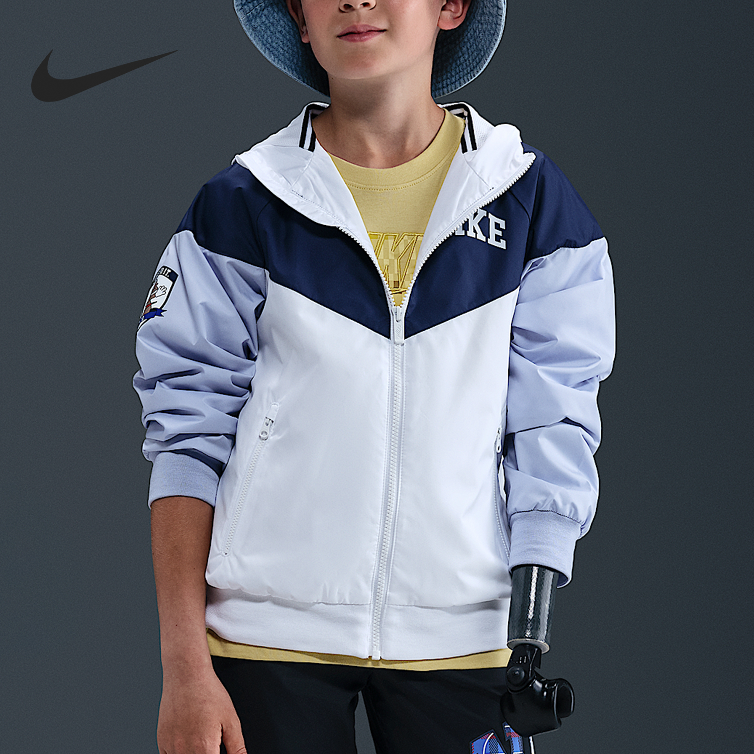 Nike/耐克正品2025大童防风连帽透气梭织运动外套IM3389-100