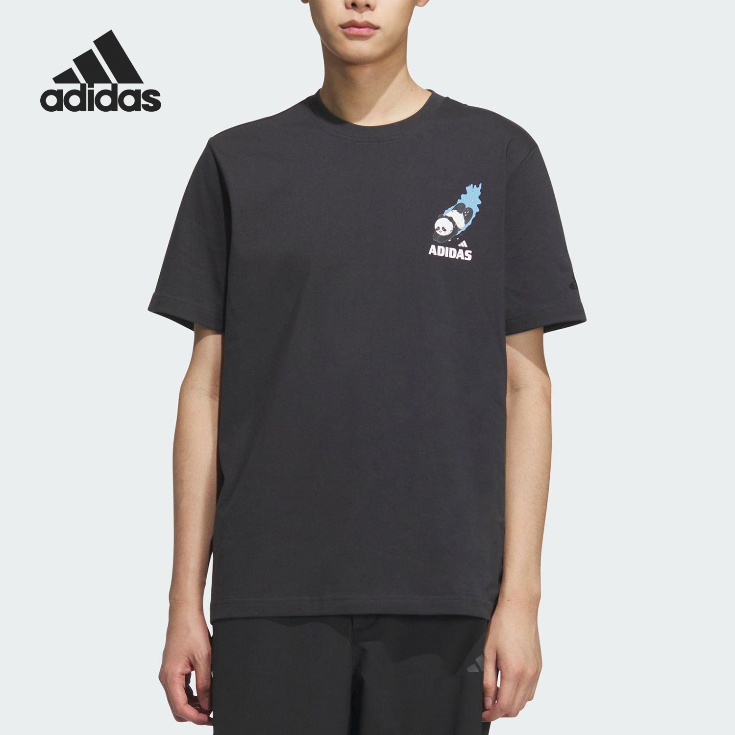 Adidas/阿迪达斯官方正品2025夏季男士印花休闲圆领短袖KC0975