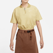 耐克正品 运动女士翻领复古透气短款 短袖 Nike T恤DM6465 769