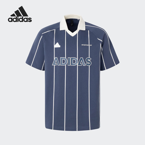 Adidas/阿迪达斯正品夏季新款男士翻领条纹运动休闲T恤JC5745