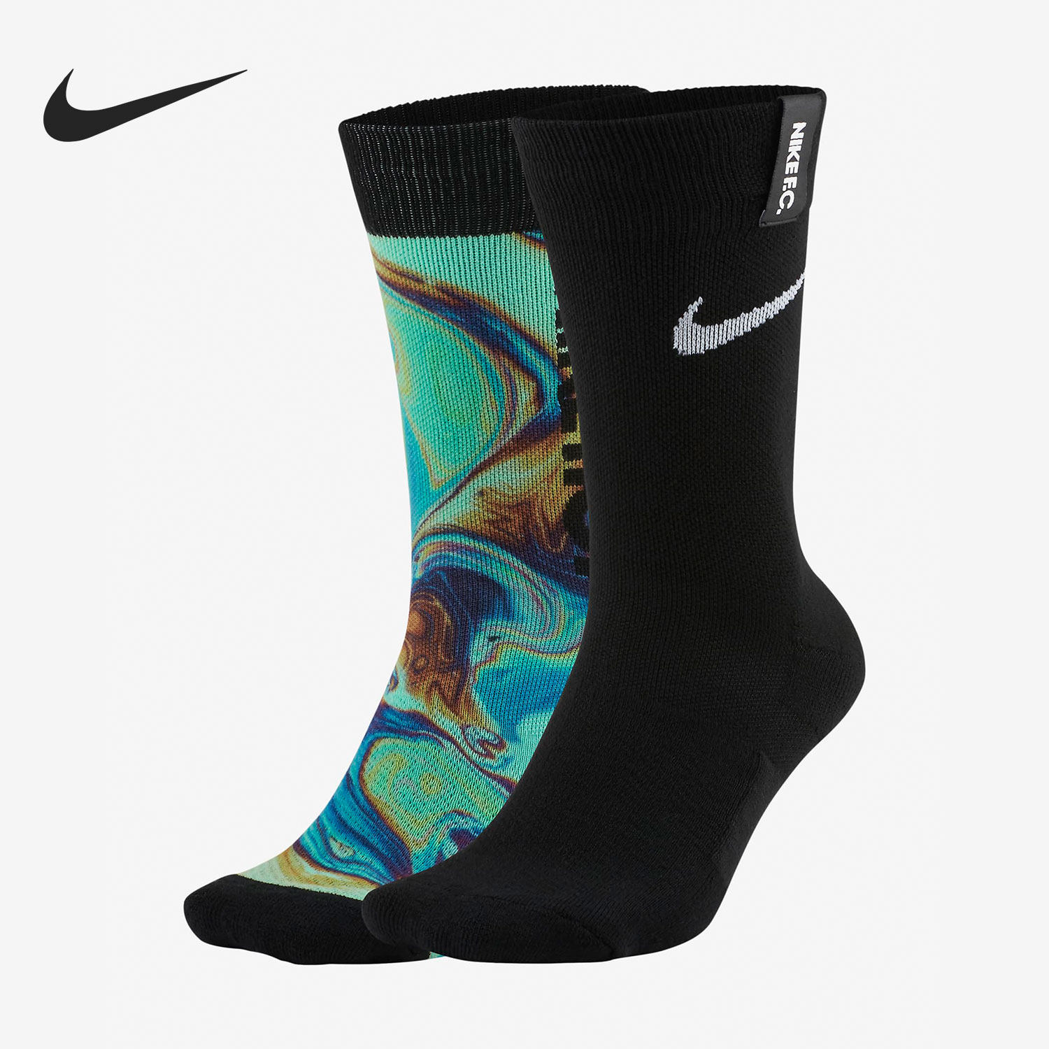 Nike/耐克正品FC运动袜耐磨防滑足球袜中筒袜子两双装 CU6415-901