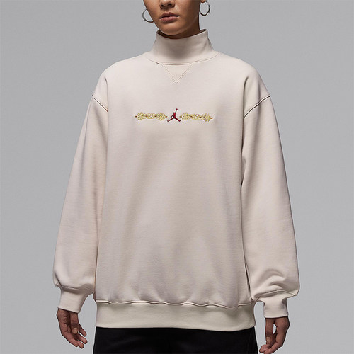 Nike/耐克正品JORDAN女士休闲立领套头刺绣运动卫衣IQ3965-102