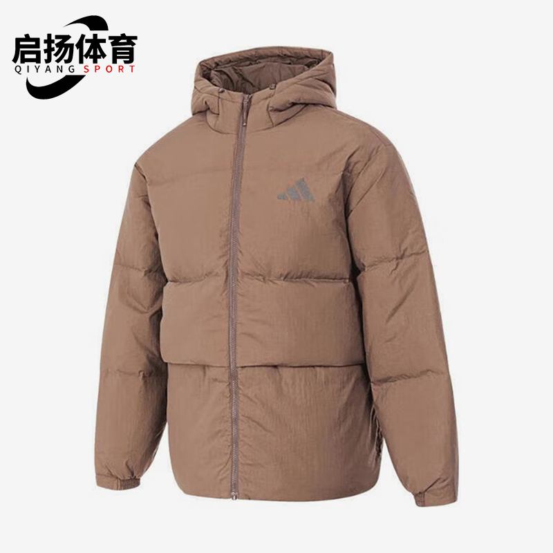 阿迪达斯男士休闲连帽羽绒服