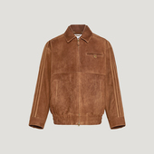 三叶草男士 Adidas 阿迪达斯正品 翻领复古宽松休闲皮革夹克KV5939