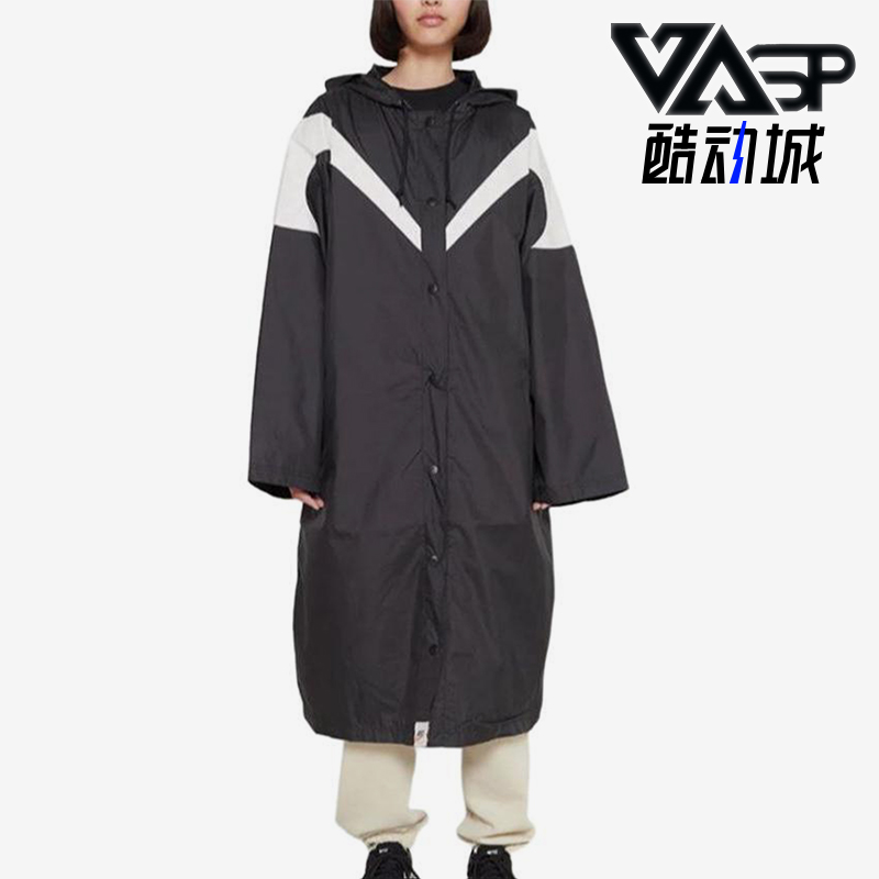 Nike/耐克正品春秋女士梭织拼接连帽户外经典长款大衣DX9873-010
