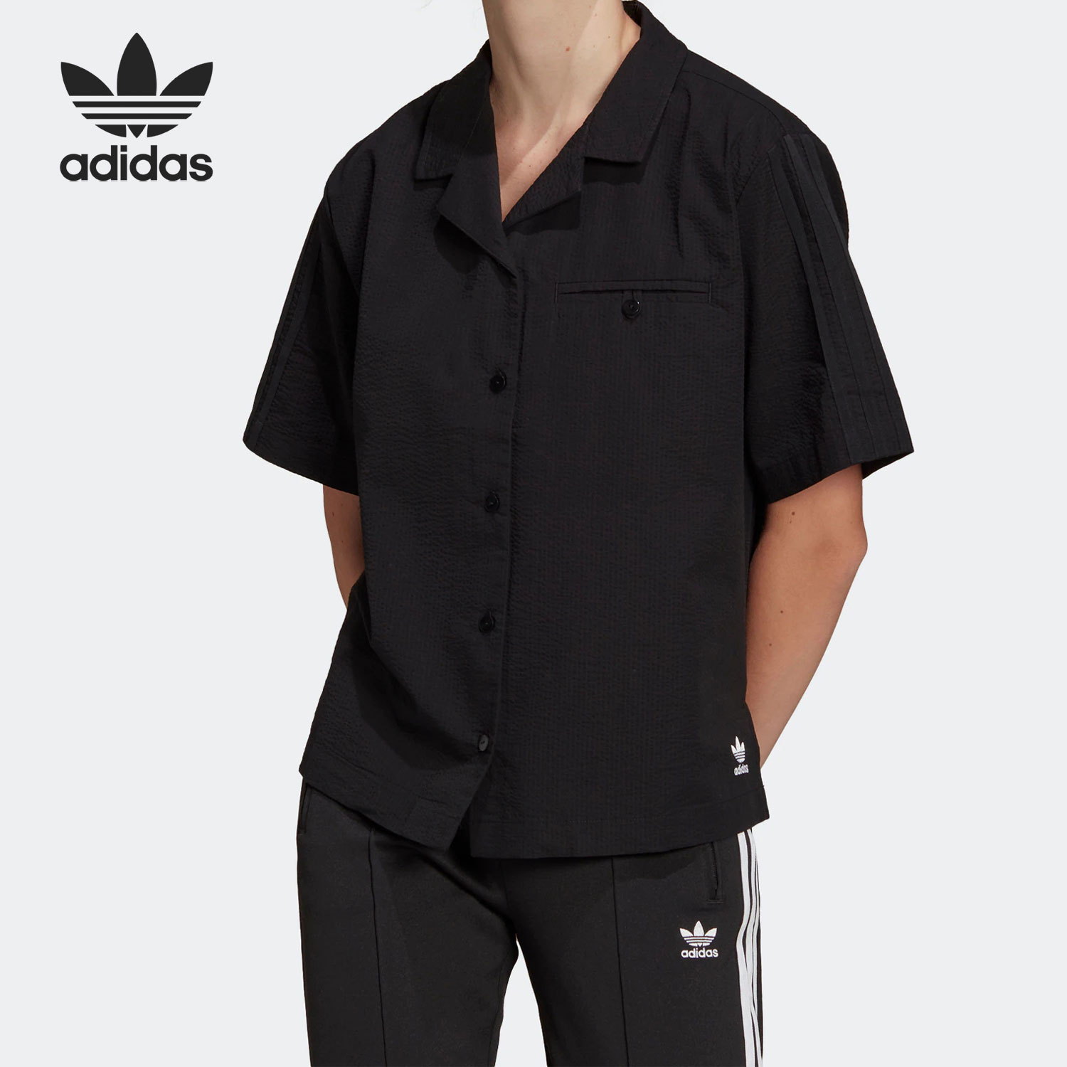 Adidas/阿迪达斯正品三叶草夏季新款女子运动短袖衬衫HC2055