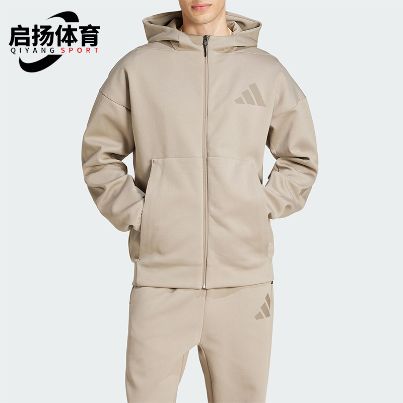 Adidas/阿迪达斯正品新款男士针织柔软连帽拉链外套JC5495