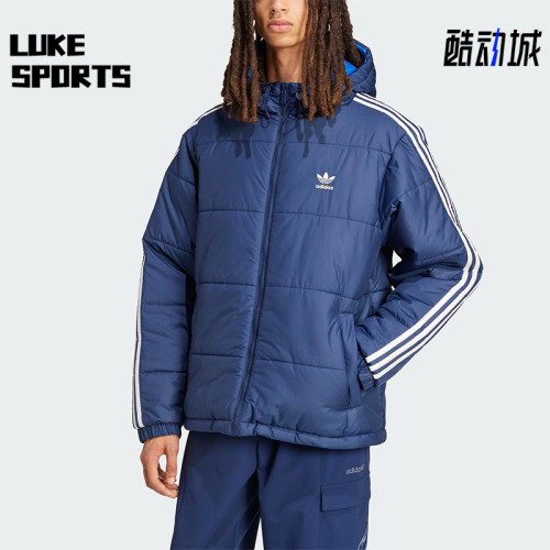 Adidas/阿迪达斯正品三叶草男士连帽双面穿保暖运动棉服JD9073