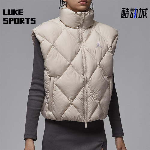Nike/耐克正品JORDAN女士日常立领保暖耐穿休闲棉马甲HV0414-104