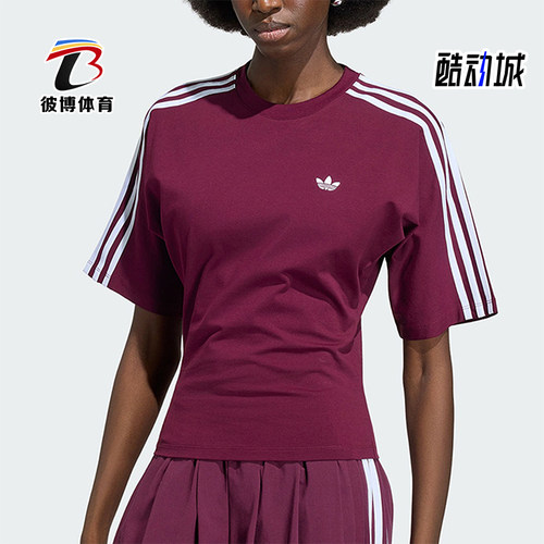 Adidas/阿迪达斯正品三叶草女士经典修身复古时尚短袖T恤KY5092