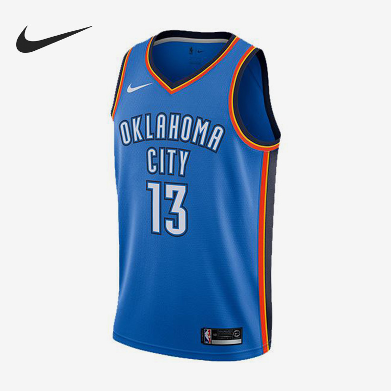 Nike/耐克正品雷霆队男子AU球员版乔治13号球衣863033-404