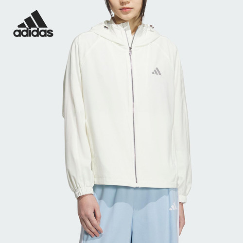 Adidas/阿迪达斯官方正品JACKET女士梭织宽松日常连帽外套KC0026