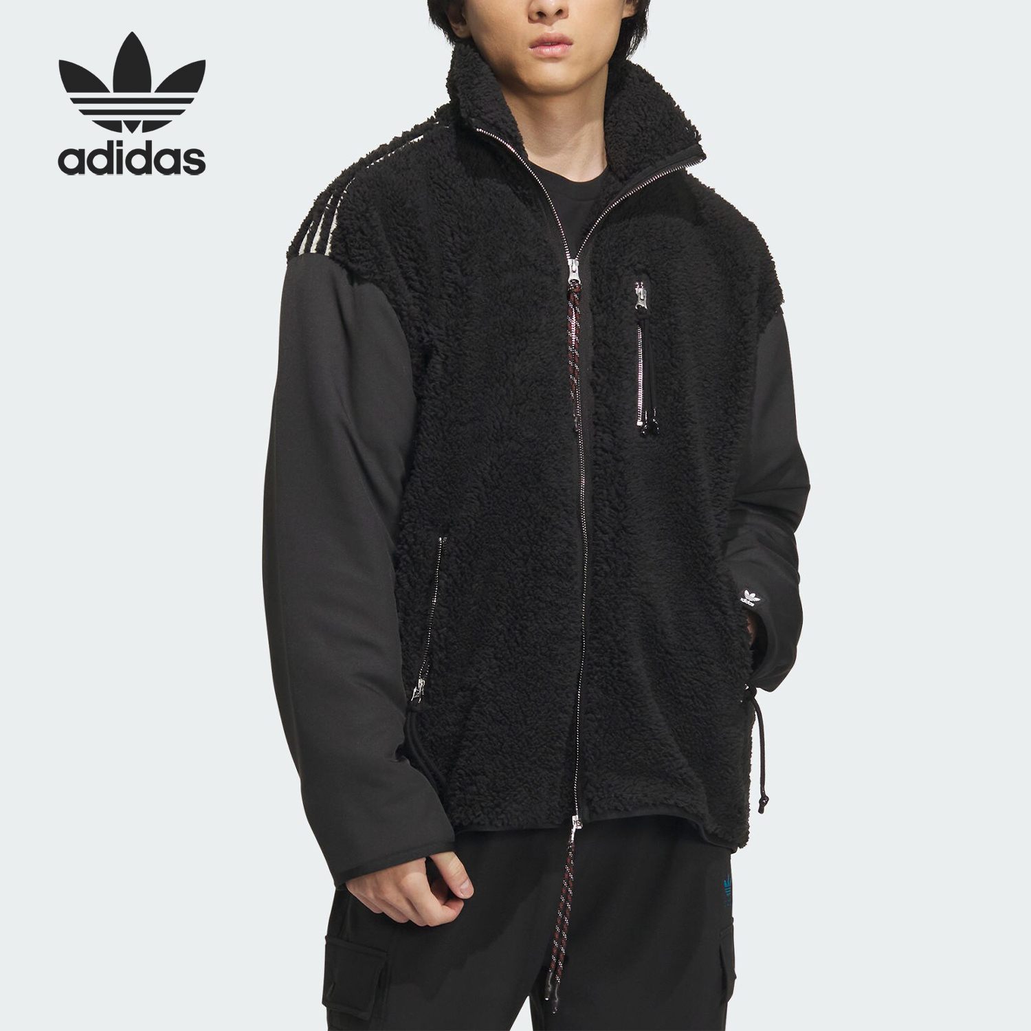 Adidas/阿迪达斯正品三叶草男女保暖运动宽松夹克外套IY9513