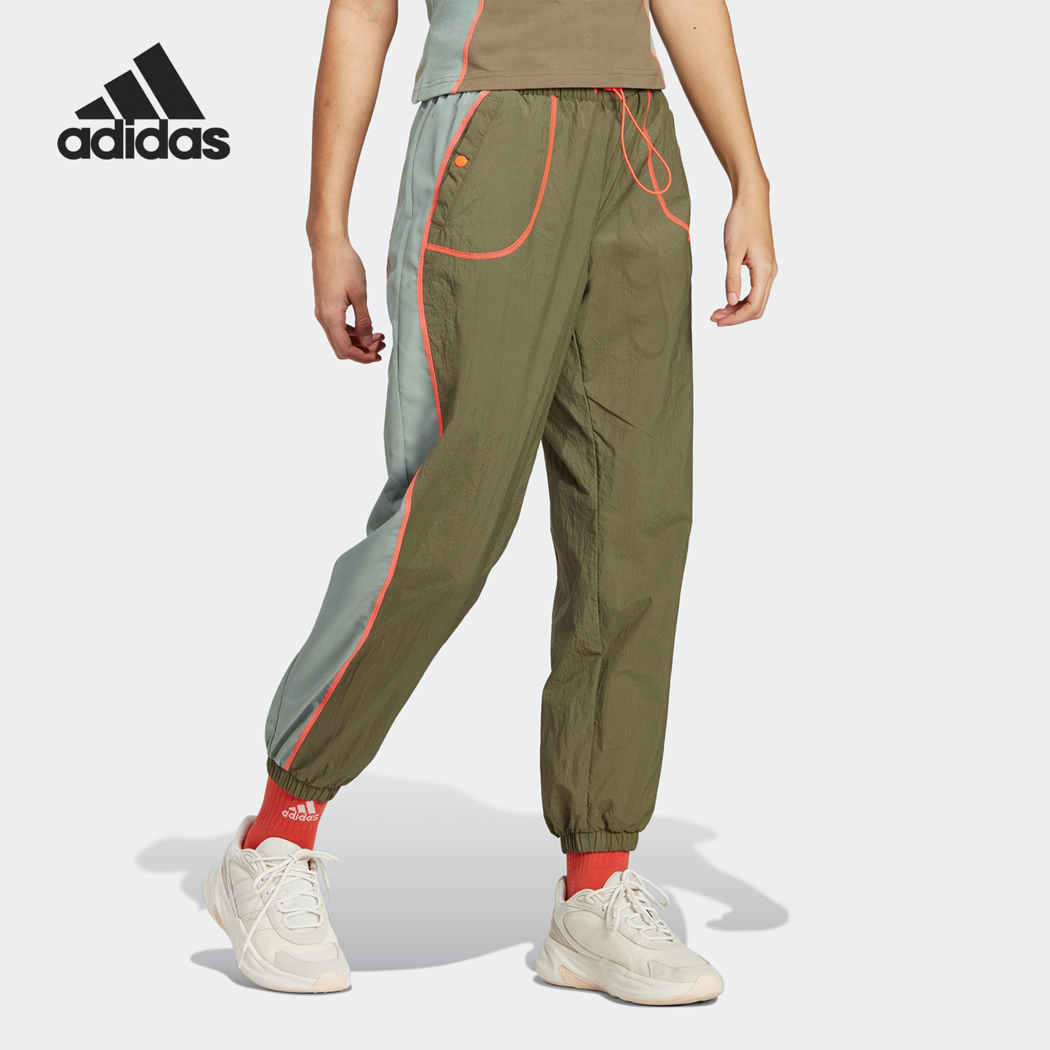 Adidas/阿迪达斯正品2023夏季收口梭织女子休闲长裤IP3738