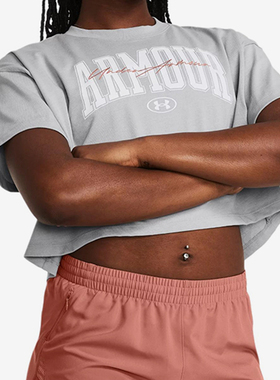 UA/安德玛正品HW SCRIPTED WM CROP SS女士圆领短袖1383050-011
