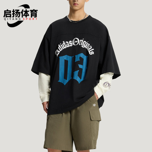 Adidas/阿迪达斯正品三叶草男士透气运动时尚字母短袖T恤KT3039