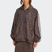 猎豹印花外套JW7301 三叶草女士立领宽松时尚 Adidas 阿迪达斯正品