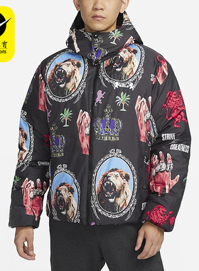 Nike/耐克正品冬季男士经典印花保暖运动篮球羽绒服FB6975-010