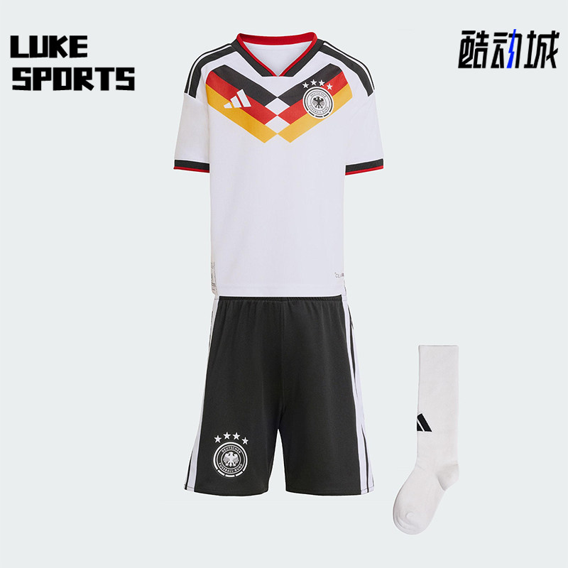 Adidas/阿迪达斯正品2025小童运动V领套头耐穿透气足球套装JZ4561