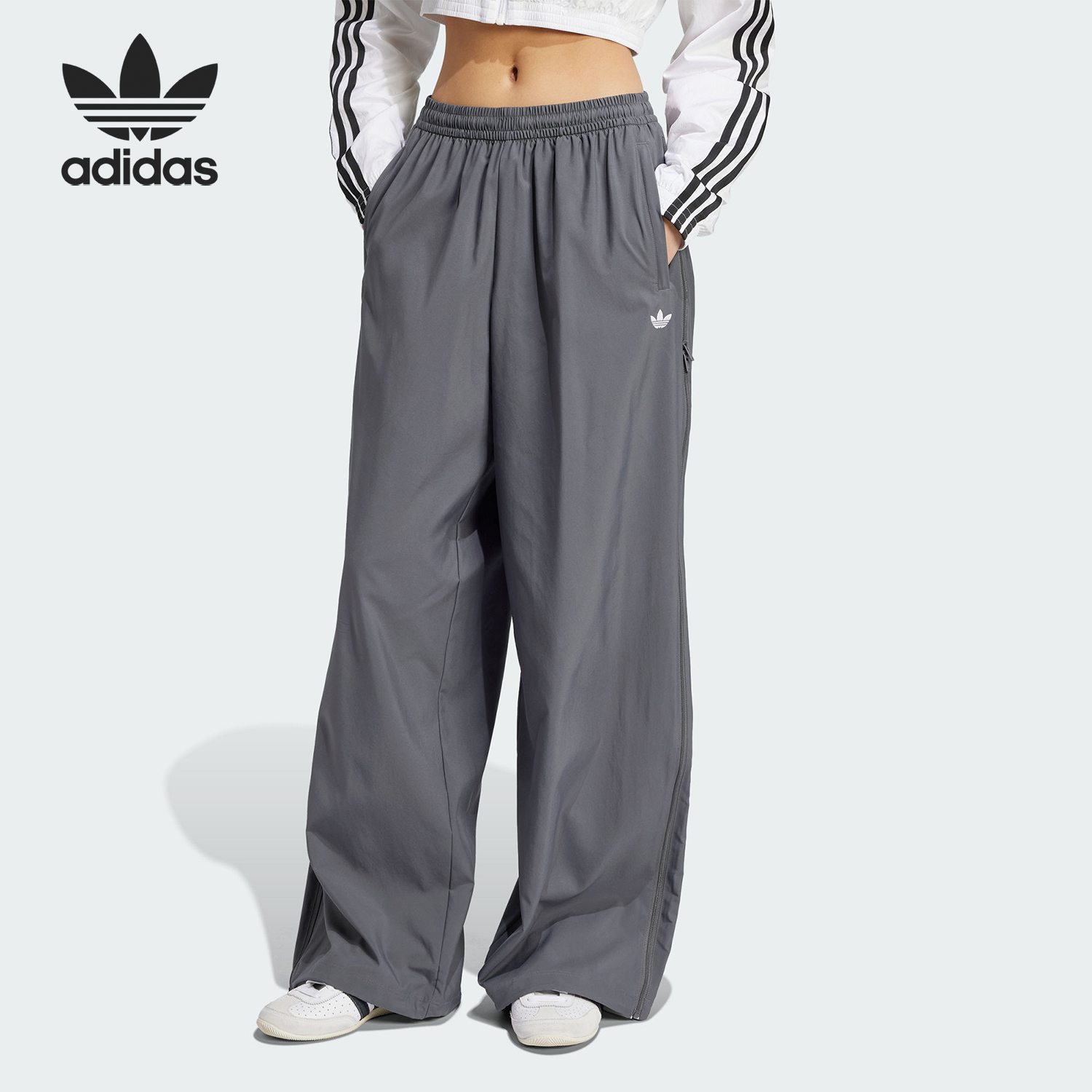Adidas/阿迪达斯官方正品三叶草女士梭织宽松休闲运动裤JY8880