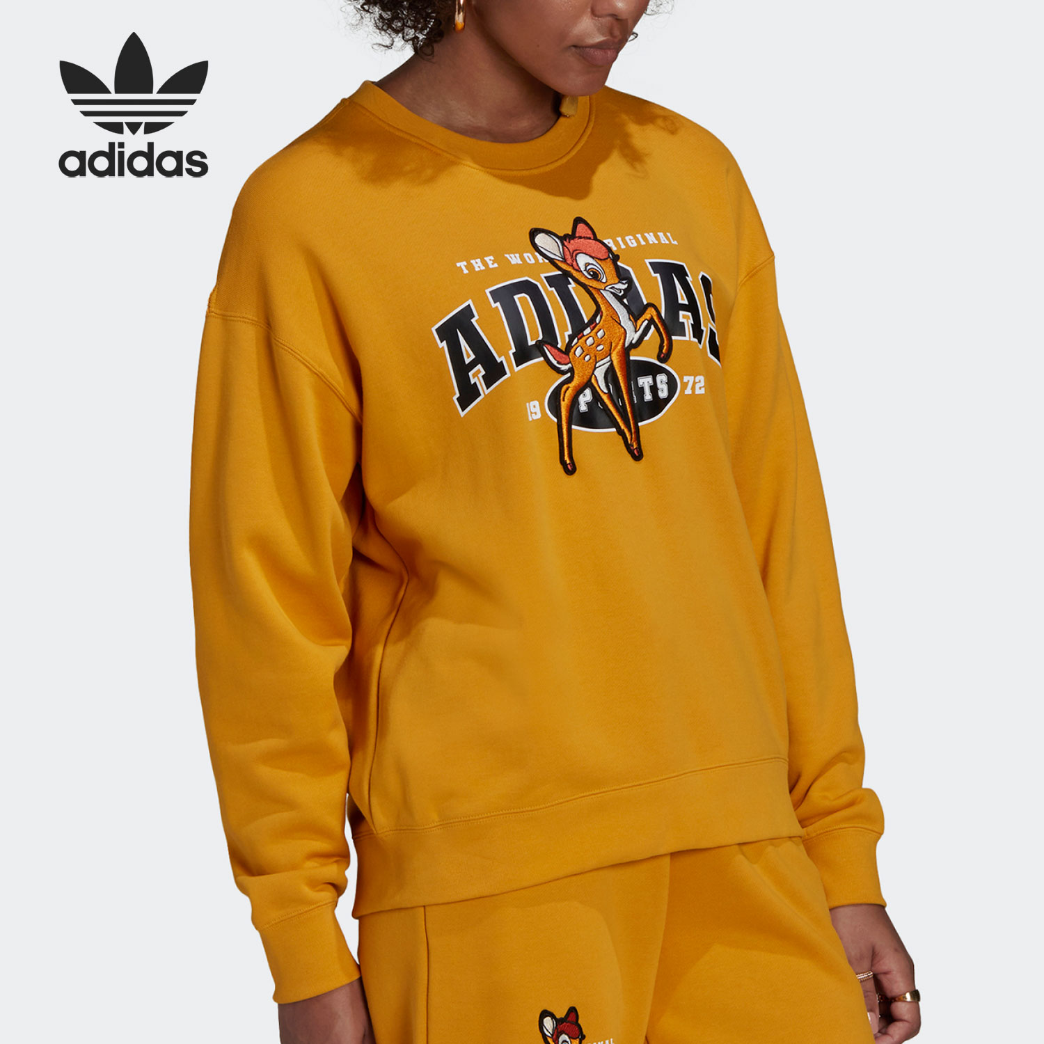 Adidas/阿迪达斯官方正品三叶草休闲女子时尚圆领套头卫衣 HD2755