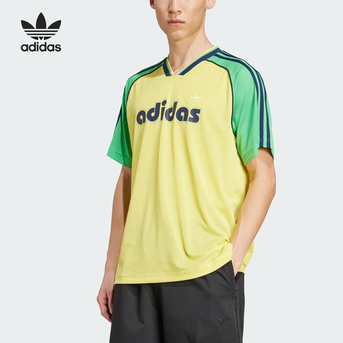 Adidas/阿迪达斯正品三叶草男士复古V领宽松运动短袖JD0813