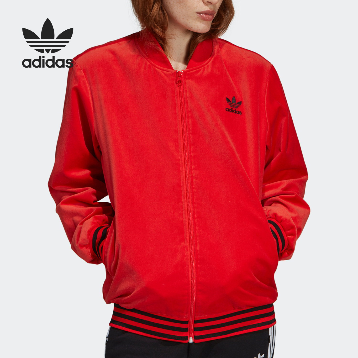 Adidas/阿迪达斯正品三叶草女士时尚休闲运动宽松印花外套FH8560