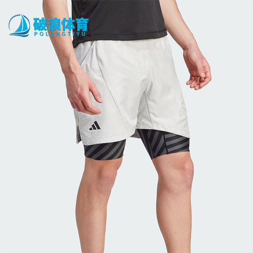 Adidas/阿迪达斯正品AeroreadyTwo-In-OnePro网球经典短裤IU3204