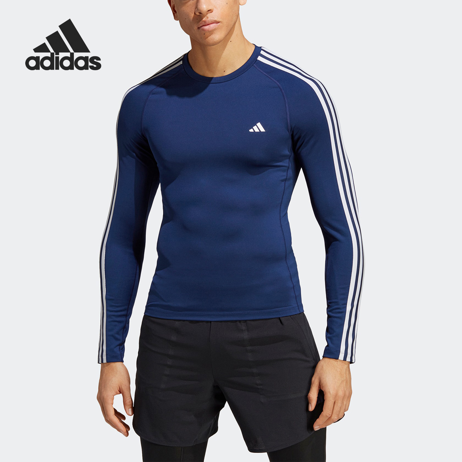 Adidas/阿迪达斯正品春季速干紧身男子运动健身长袖T恤IC2168