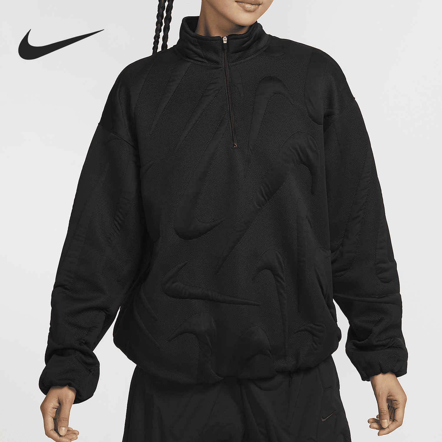 Nike/耐克正品新款女士宽松休闲半拉链立领上衣FV7807-010