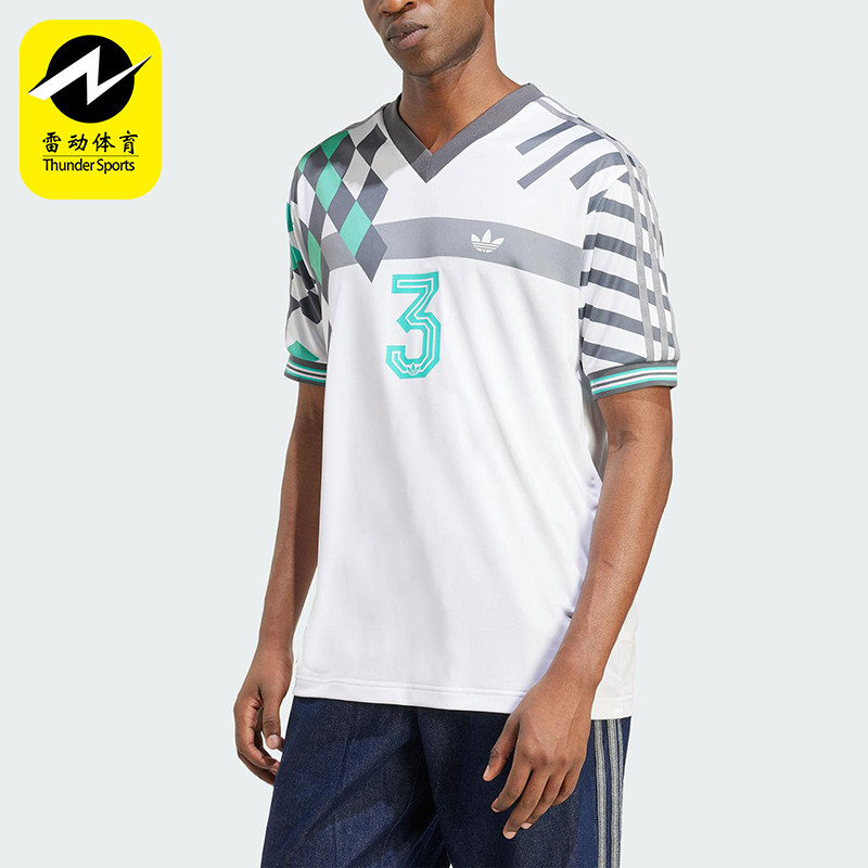 Adidas/阿迪达斯正品三叶草男士运动经典印花V领球衣短袖KD4870图片