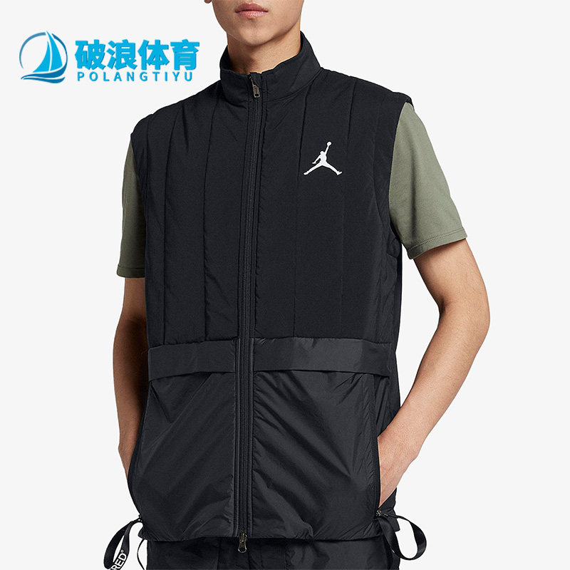 Nike/耐克正品JORDAN新款男黑色训练保暖经典宽松马甲AJ1057-010