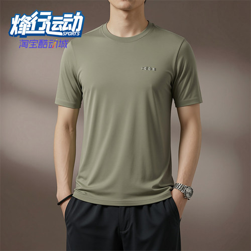 Adidas/阿迪达斯正品圆领宽松风男橄榄绿经典短袖休闲T恤KQ5316