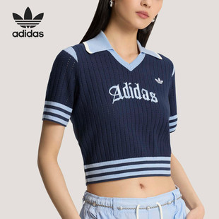Adidas/阿迪达斯官方正品三叶草女士经典针织短袖POLO衫KT3047
