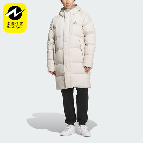 Adidas/阿迪达斯正品2025男女拉链长款连帽梭织运动羽绒服KR0935