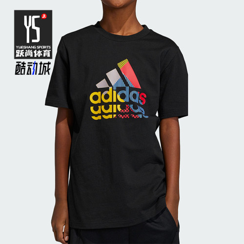 Adidas/阿迪达斯正品夏季儿童图案透气圆领休闲短袖IB9136
