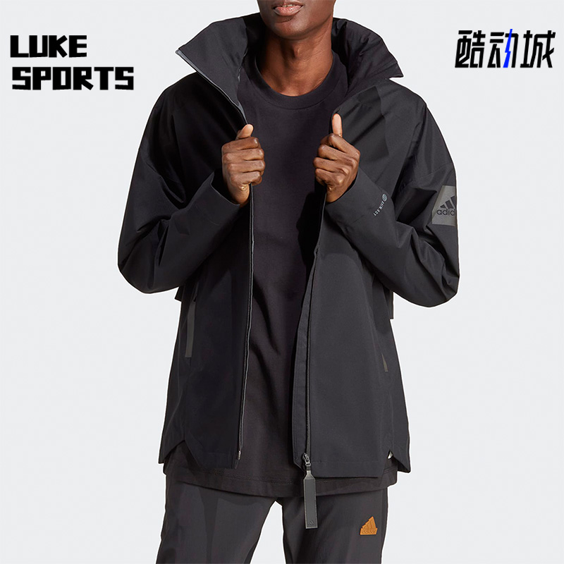 Adidas/阿迪达斯正品新款男士防水运动休闲连帽外套HT8770