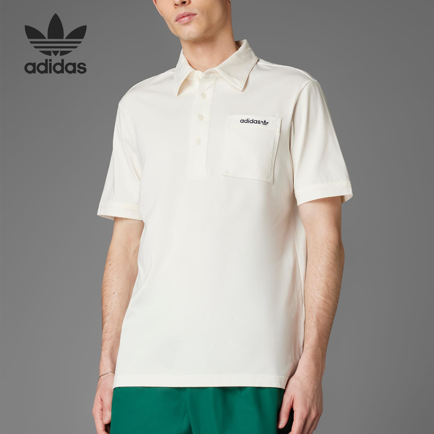 Adidas/阿迪达斯官方正品三叶草男士宽松运动透气POLO衫JH3852