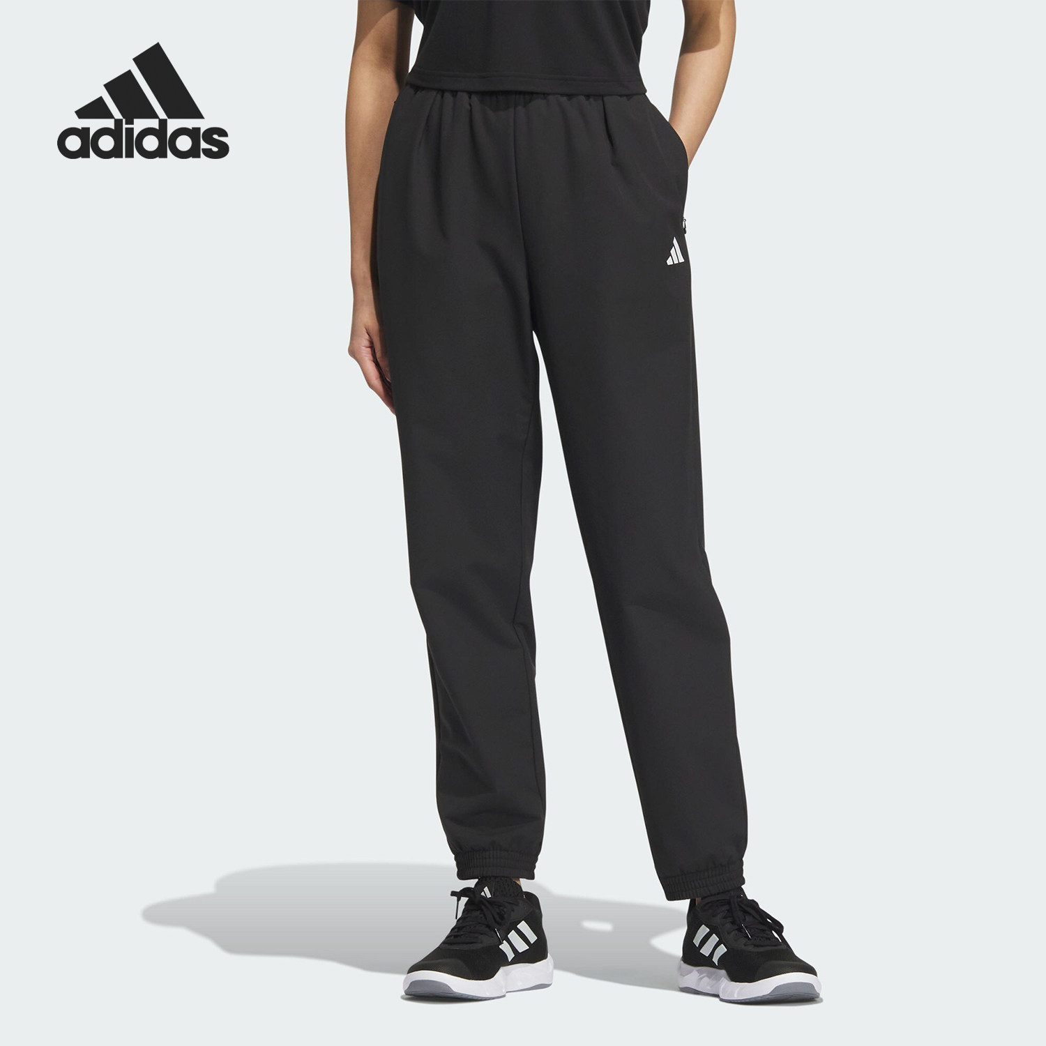 Adidas/阿迪达斯正品简约女士梭织健身束脚运动长裤KA7079
