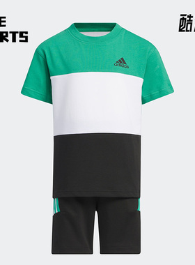 Adidas/阿迪达斯正品夏季小童短袖短裤运动套装IA8255