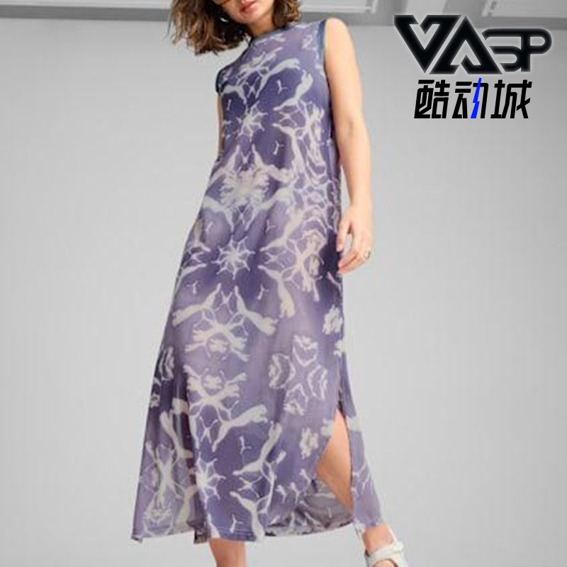 Puma/彪马正品夏季女士休闲时尚潮流印花透气开衩连衣裙629832-47
