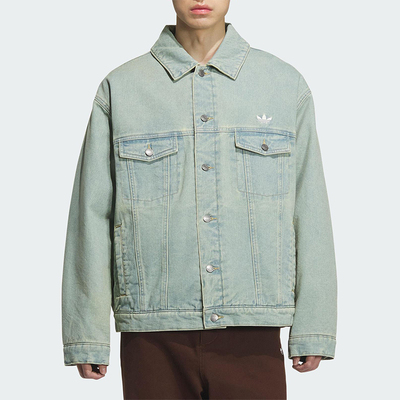 Adidas/阿迪达斯正品三叶草男女日常翻领保暖复古牛仔棉服KC2624