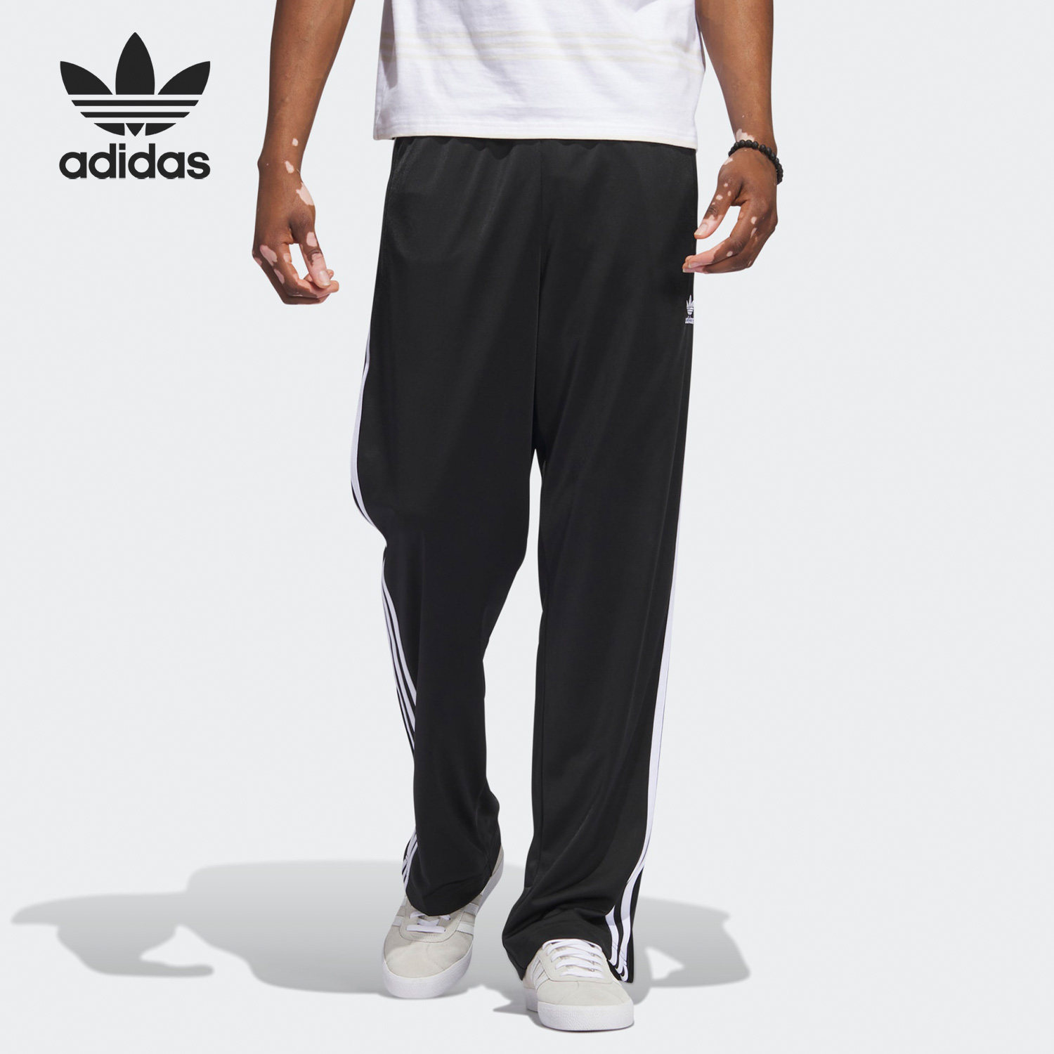 Adidas/阿迪达斯正品2023三叶草裤脚开叉男子运动长裤IJ7055 - 实物图