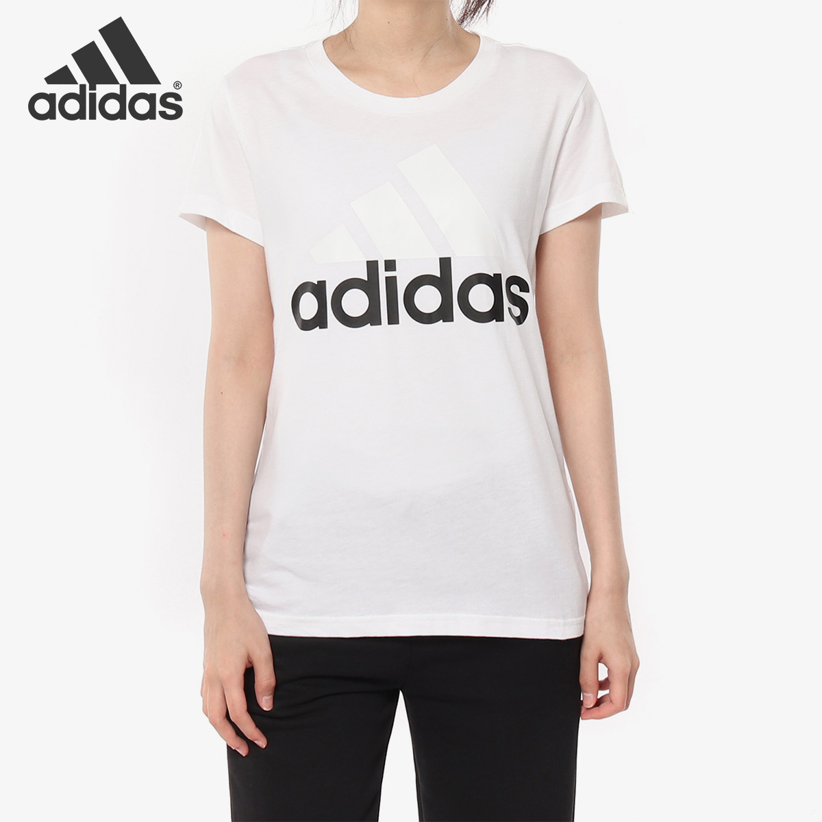 Adidas/阿迪达斯官方正品 女子大号logo休闲运动短袖T恤 S97214