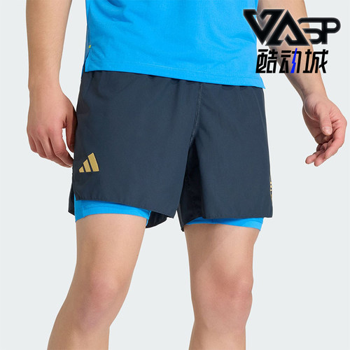 Adidas/阿迪达斯正品夏季男士运动二合一跑步训练复古短裤KE8460