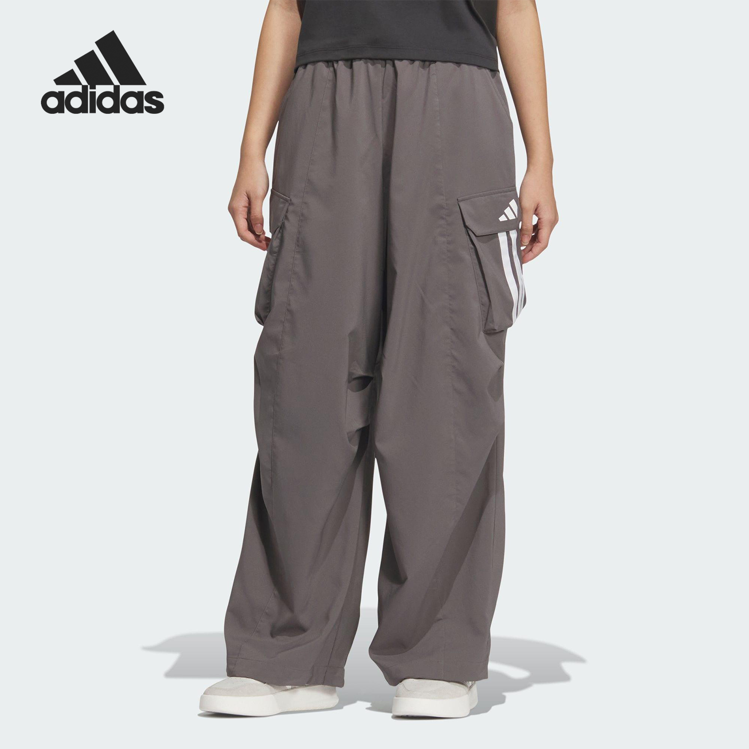Adidas/阿迪达斯官方正品新款女士时尚宽松梭织阔腿长裤JZ2333